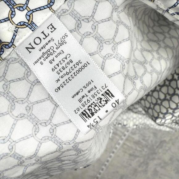 Eton Contemporary Fit Geometric Chain Print Shirt Men Size 40 15¾ Fine Cotton - Picture 10 of 12